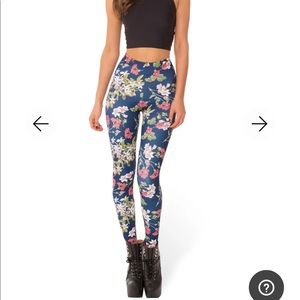 BlackMilk Clothing Gorgeous Garden Navy HWMF Leggings
